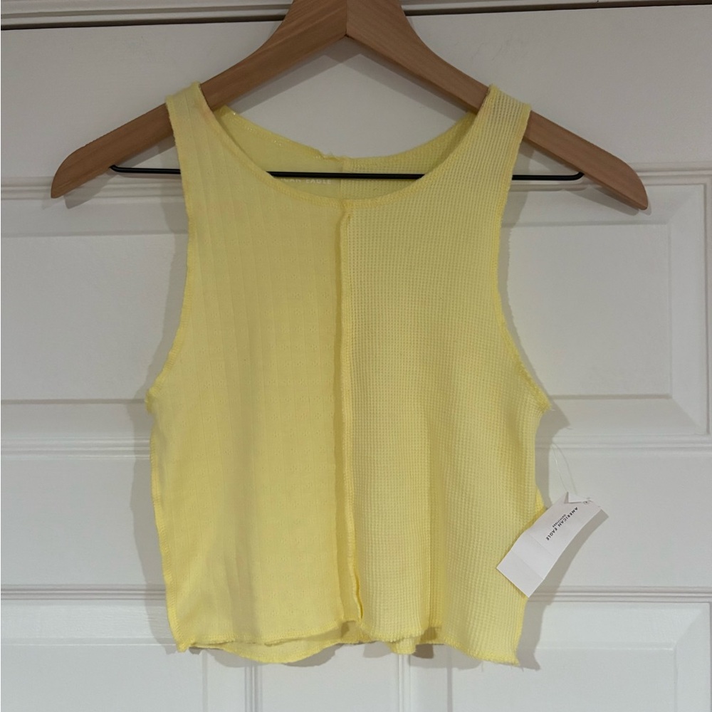 American Eagle Outfitters Light Yellow Ribbed Crop Top